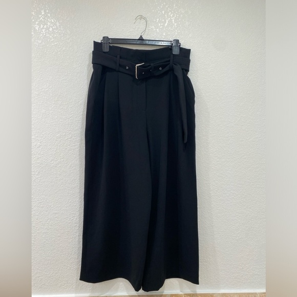 Michael Kors Paperbag-Waist Pleated Culottes black size 8 - Picture 3 of 7